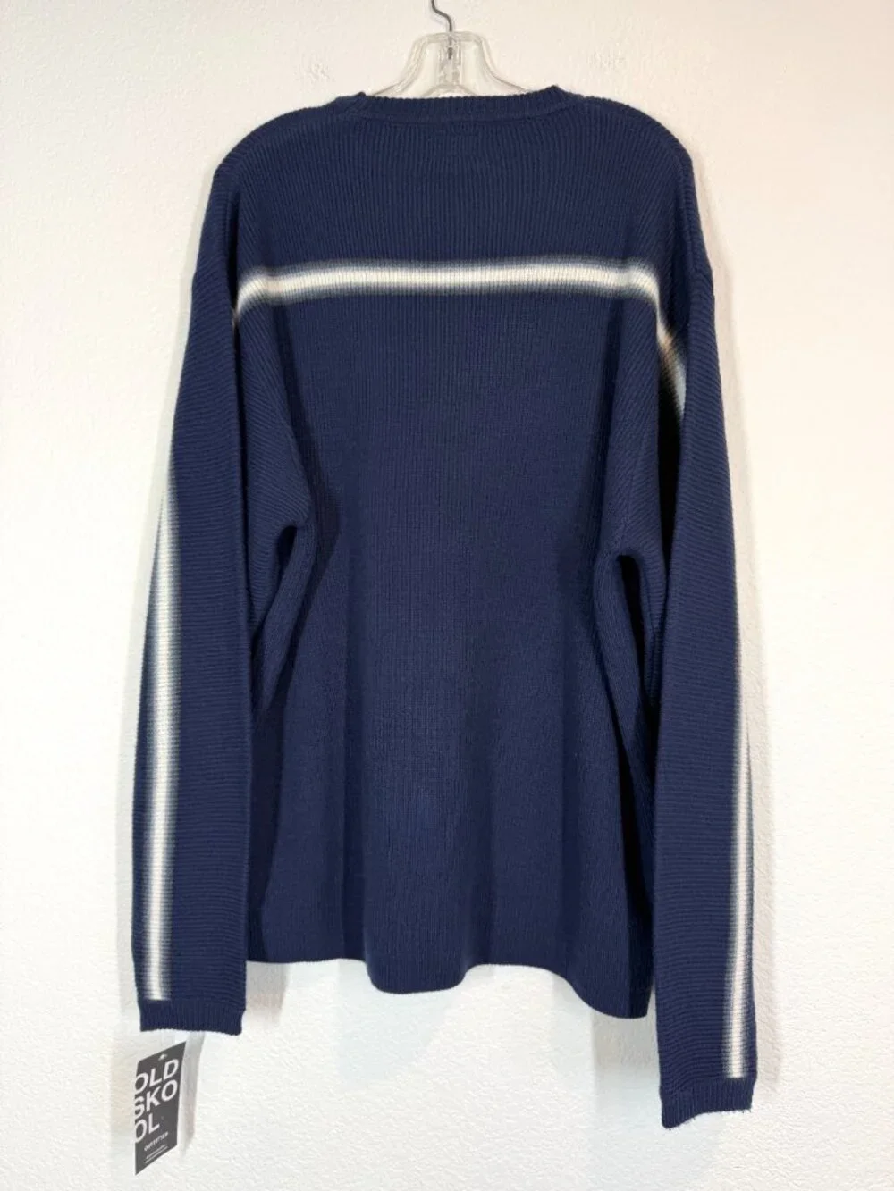 Vintage Arizona Crewneck Sweater XL Blue Striped Rib Knit Y2K Grunge Skater